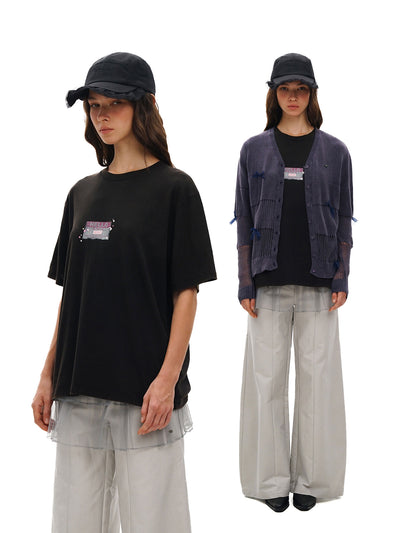 [Moromoro2] Distressed Print T-shirt