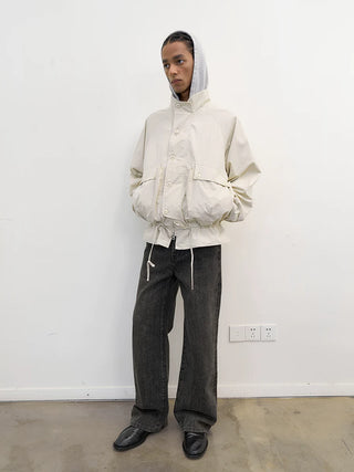 [NeverSeez] Stand Collar Drawstring Jacket