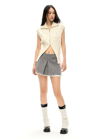 [NAWS] A-line lace woolen skirt pants