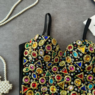 Sweetheart neck beaded padded cami top