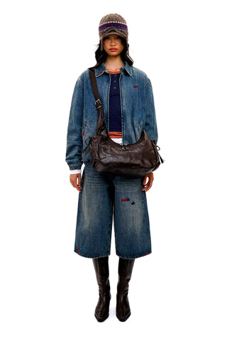 [Moromoro2] Distressed Patch Denim Jacket