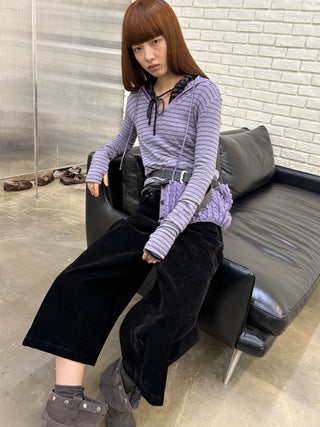 [NeverSeez] Flocked Cropped Wide Leg Jeans