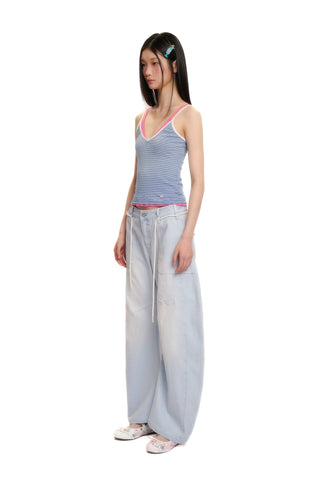 [moromoro2] Distressed Saber-Cut Cotton  Pants