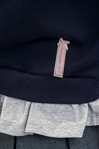 [Moromoro2] Faux Two-piece Off-shoulder Ruffle  Sweatshirt