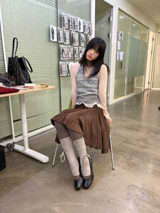 [NEVERSEEZ] Fair Isle Knit Halter Vest