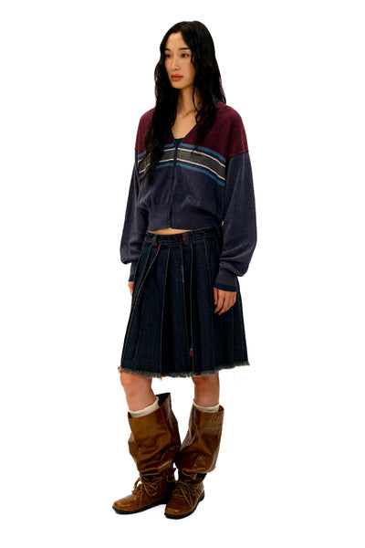 [Moromoro2] Denim Pleated Skirt