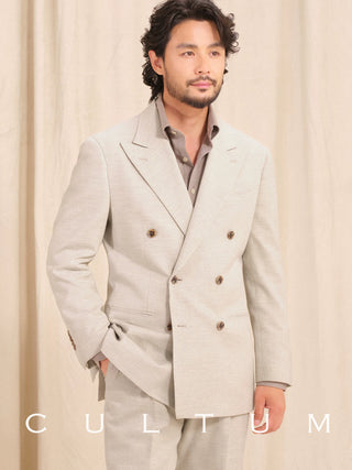 [CULTUM] Herringbone Brushed Double-Breasted Suit