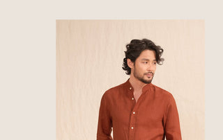 [CULTUM] Linen Stand Collar Shirt