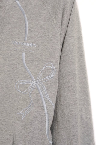 [moromoro2] Bowknot Embroidered Hoodie