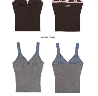 [Moromoro2] Lace Trim V-Neck Cami Top