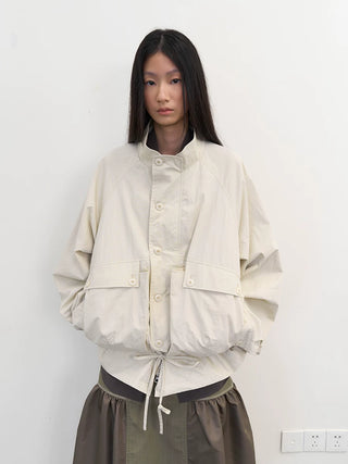 [NeverSeez] Stand Collar Drawstring Jacket