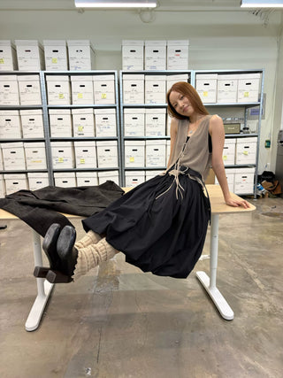 [NeverSeez] Strappy Spliced Midi Dress