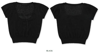 [moromoro2] Diamond Eyelet Lace Trim Top