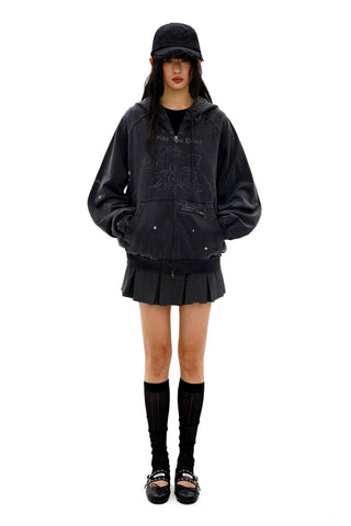 [Moromoro2] Bowknot Rhinestone Hooded Set