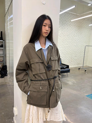 [NeverSeez] Washed Lapel Workwear Jacket