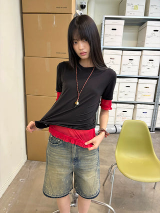 [NeverSeez] Lyocell-Wool Solid T-Shirt