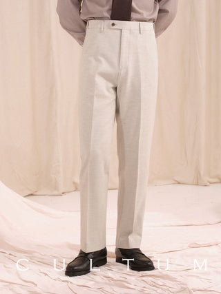 [CULTUM] Herringbone Brushed Elastic Waist Trousers
