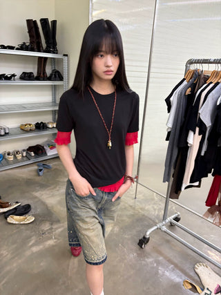 [NeverSeez] Lyocell-Wool Solid T-Shirt