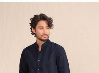 [CULTUM] Linen Stand Collar Shirt