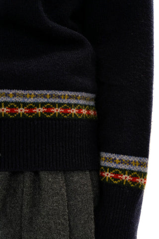 [Moromoro2] Fair Isle Polo Collar Loose  Sweater