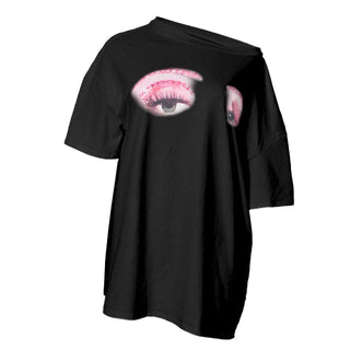 Short sleeve eyes print top