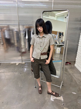 [NeverSeez] Pleated Short-Sleeve Shirt