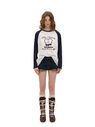 [Moromoro2] Rose Collegiate Logo Raglan Tee