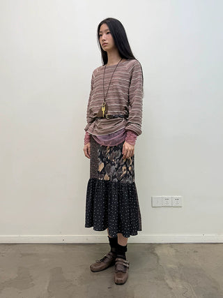 [NeverSeez] Crescent Dot Patchwork Sling Dress