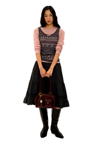 [Moromoro2] Fair Isle Faux Vest Knit Top