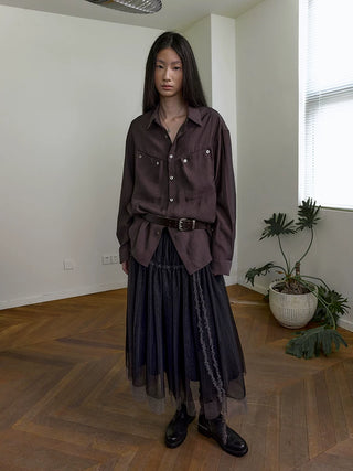 [NeverSeez] Pleated Mesh Skirt