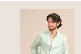 [CULTUM] Linen Stand Collar Shirt