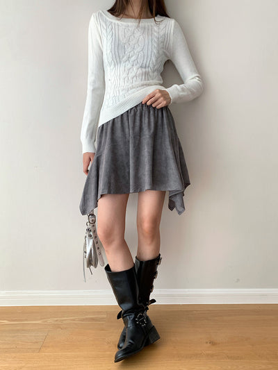 Irregular Splice Silhouette Skirt
