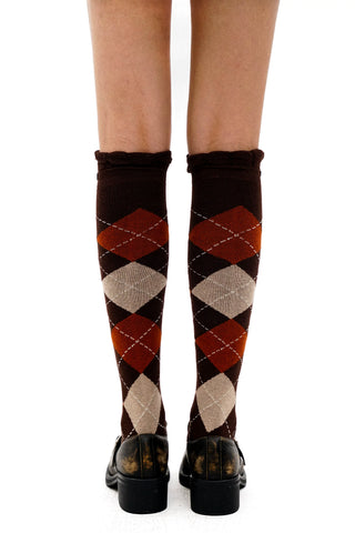 [Moromoro2] Argyle Lace Mid-calf Socks