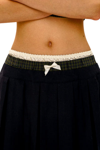 [Moromoro2] Faux Spliced Pleated Skirt