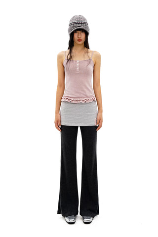[Moromoro2] Faux Two-piece Flared Skirt  Pants