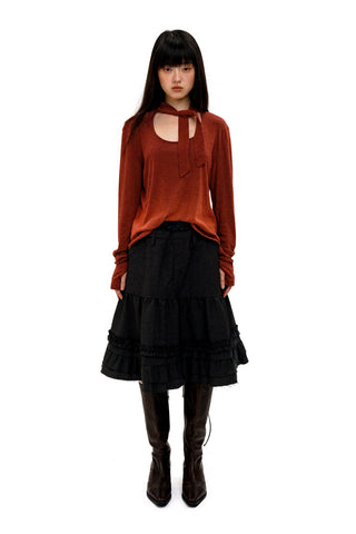 [Moromoro2] Gradient Striped Thumb Hole  T-shirt