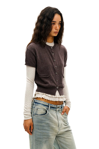 [Moromoro2] Short Sleeve Wool Blend  Cardigan