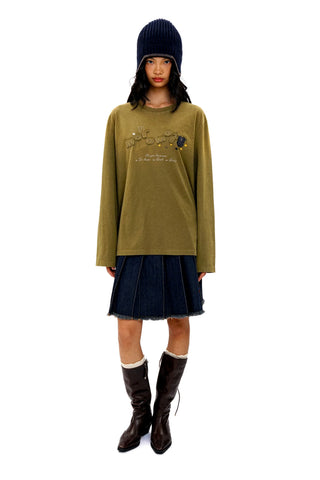 [Moromoro2] Rabbit Applique Distressed  T-shirt
