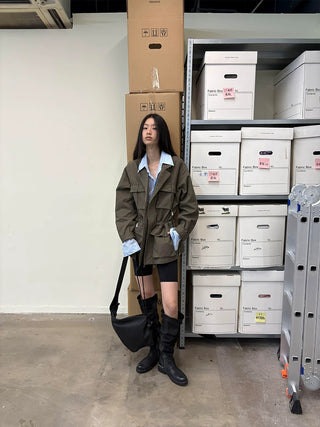 [NeverSeez] Washed Lapel Workwear Jacket