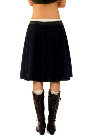[Moromoro2] Faux Spliced Pleated Skirt