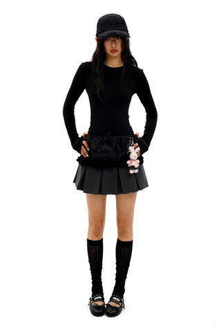 [Moromoro2] Double-layer Lace Hem T-shirt