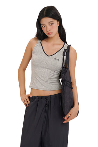 [moromoro2] ontrast-Edge Bow Strap Cami Top