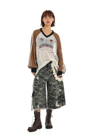 [Moromoro] V-neck Jersey Cutout T-shirt