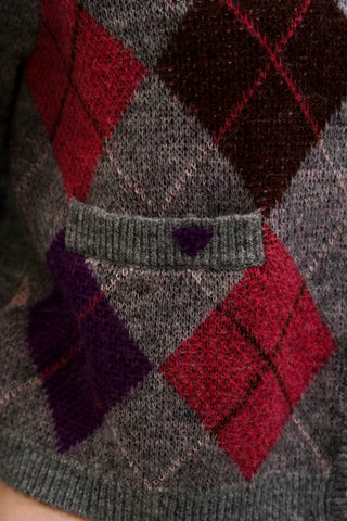 [Moromoro2] Gray Pink Diamond Cardigan