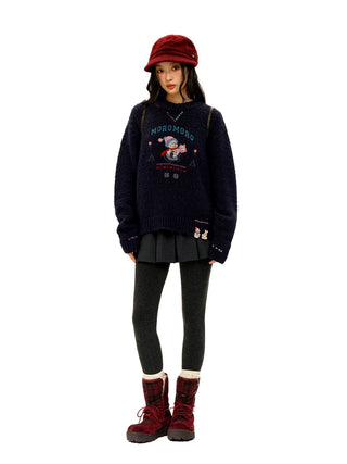 [Moromoro2] Snowman Contrast Stitch Knit  Sweater