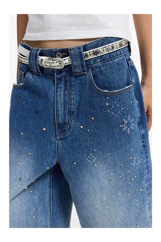 [CONP] Star Washed Crop Denim Pants
