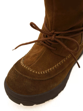 [Moromoro] Distressed Suede Fur-Lined Platform Snow  Boots