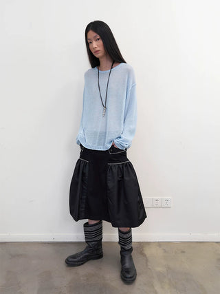 [NEVERSEEZ] Flap Pocket Workwear Skirt