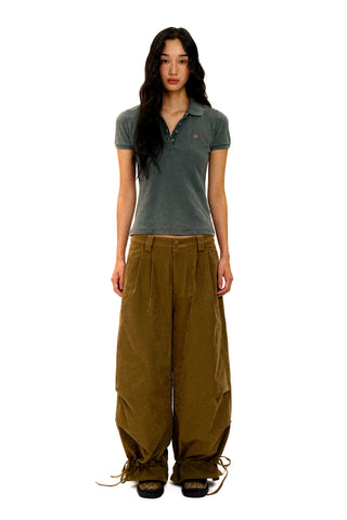 [Moromoro2] Velvet Pleated Wide-leg Pants