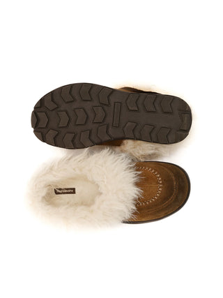 [Moromoro2] Suede Fur-Lined Platform Mules